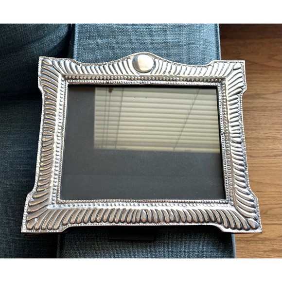 Vtg Large Mexican Artisan Crafted Solid Pewter Frame Mayan Sol Hecho en Mexico - Picture 10 of 11